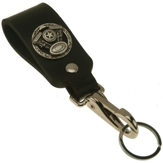 Twin V Motorcycle Wide Leather Belt Strap Key Holder