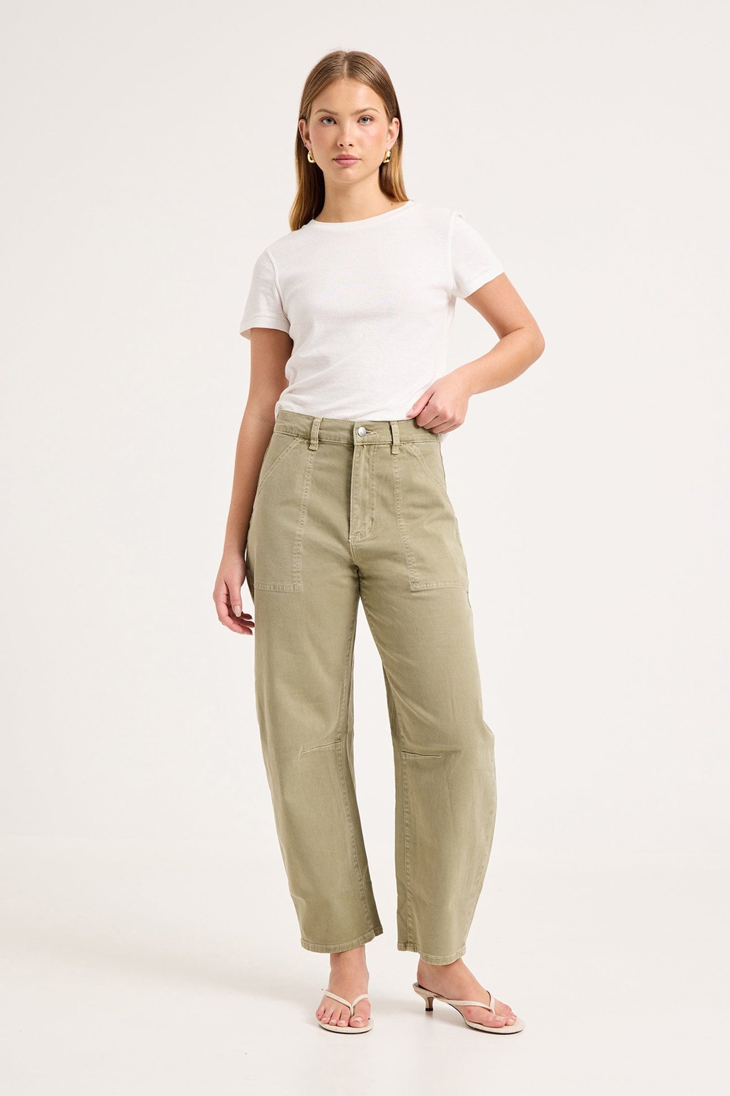 Gigi Barrel Trade Jeans - Drill Summer Olive