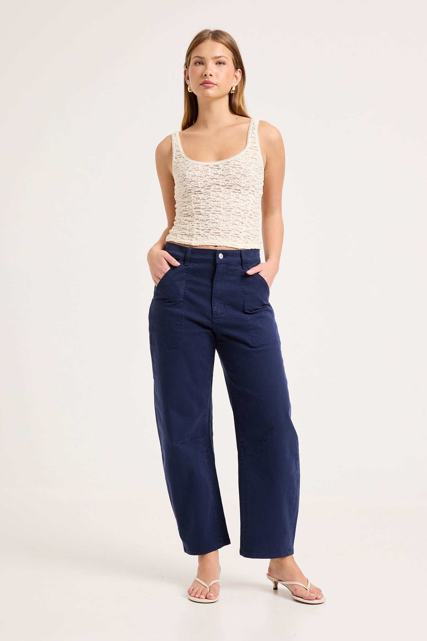 Gigi Barrel Trade Pants - Drill True Navy
