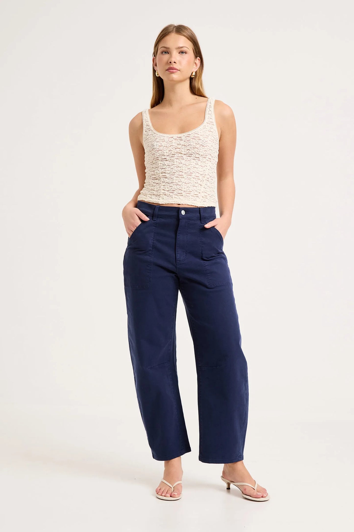Gigi Barrel Trade Pants - Drill True Navy