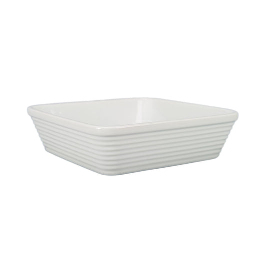 White Square Baker w/Horiz. Texture